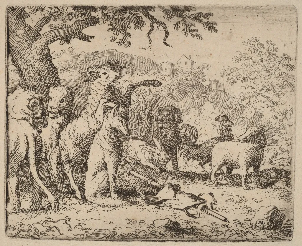 The Ram Blesses Reynard, by Allart van Everdingen, ink, 1650