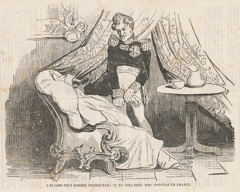 L'europe peut dormir tranquille ..., by Honoré Daumier, ink, 1834