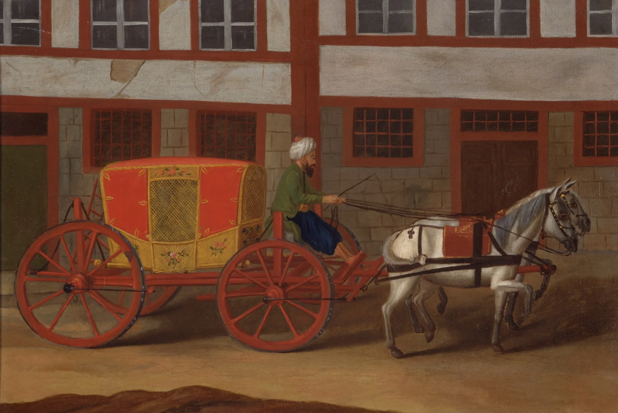 A Coachman with a Team of Horses and Covered Carriage, detail