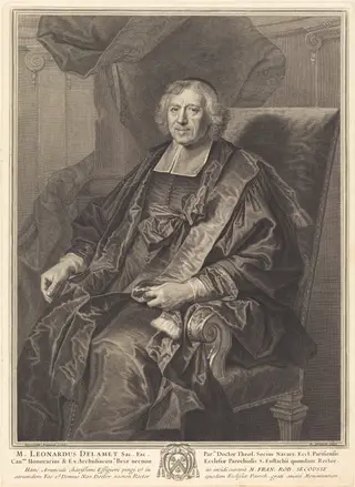 Leonard de Lamet, by Pierre Drevet, ink, 1700