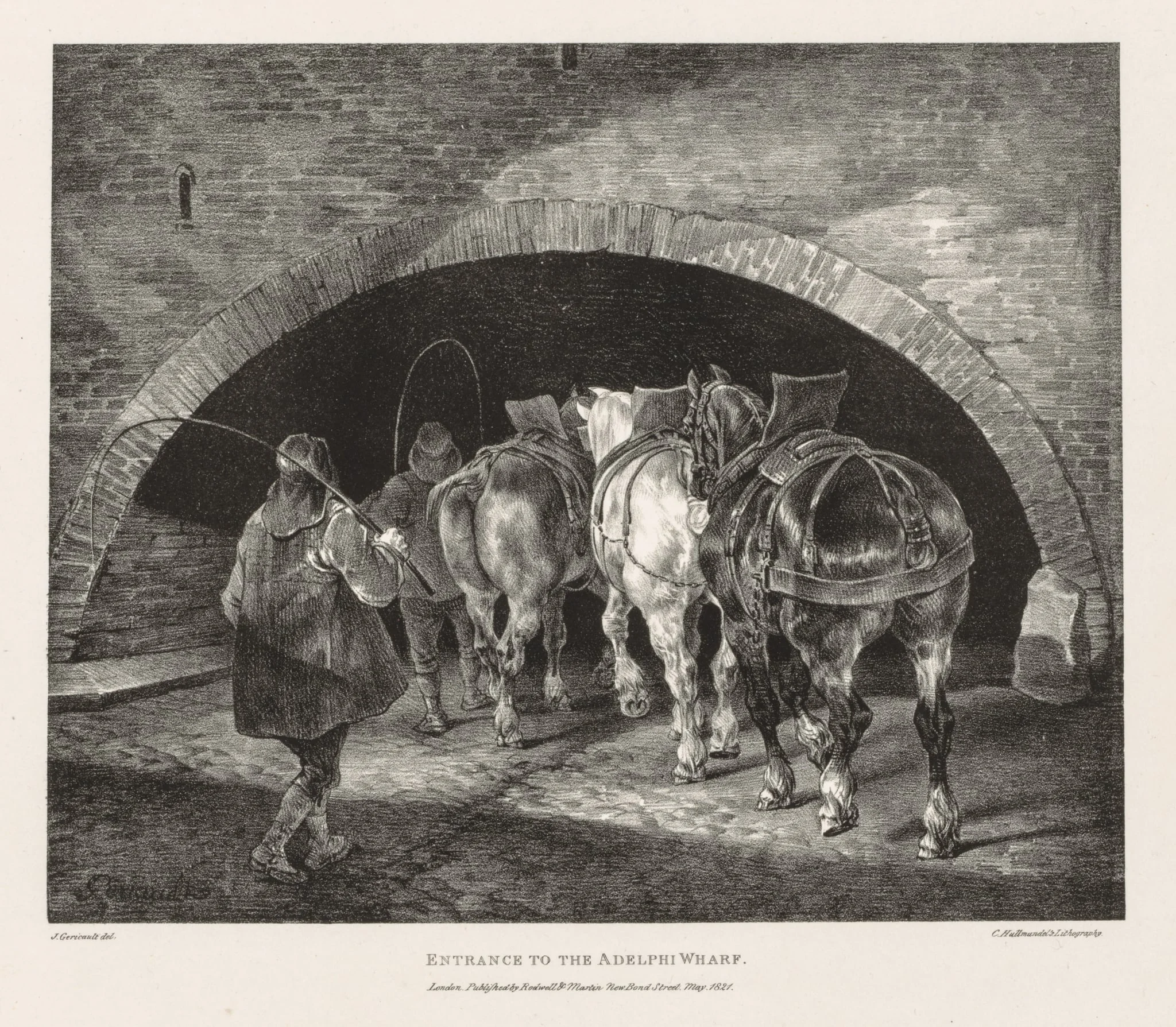 Various Subjects Drawn from Life and on Stone: Entrance to Adelphi Wharf, detail