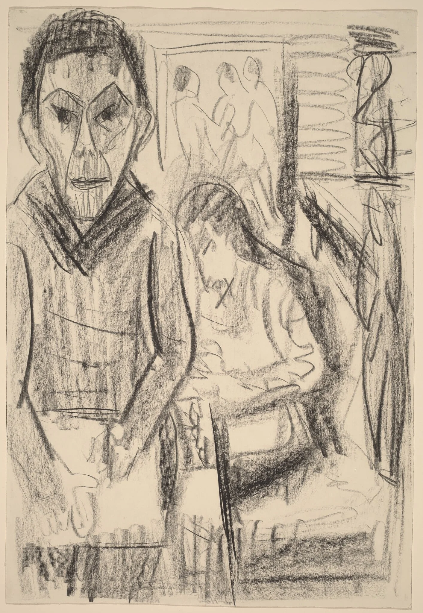 Self-Portrait in the Studio (Selbstbildnis im Atelier), detail