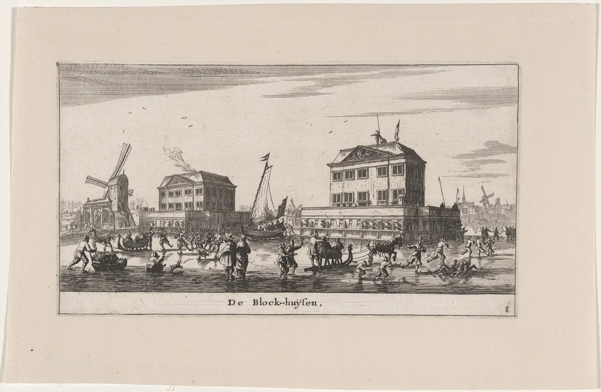 Winter Scene in the Blockhouses in Amsterdam, detail