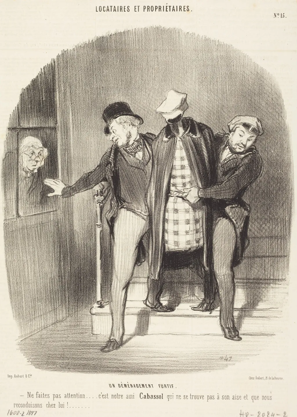 Un Déménagement furtif, by Honoré Daumier, ink, 1847