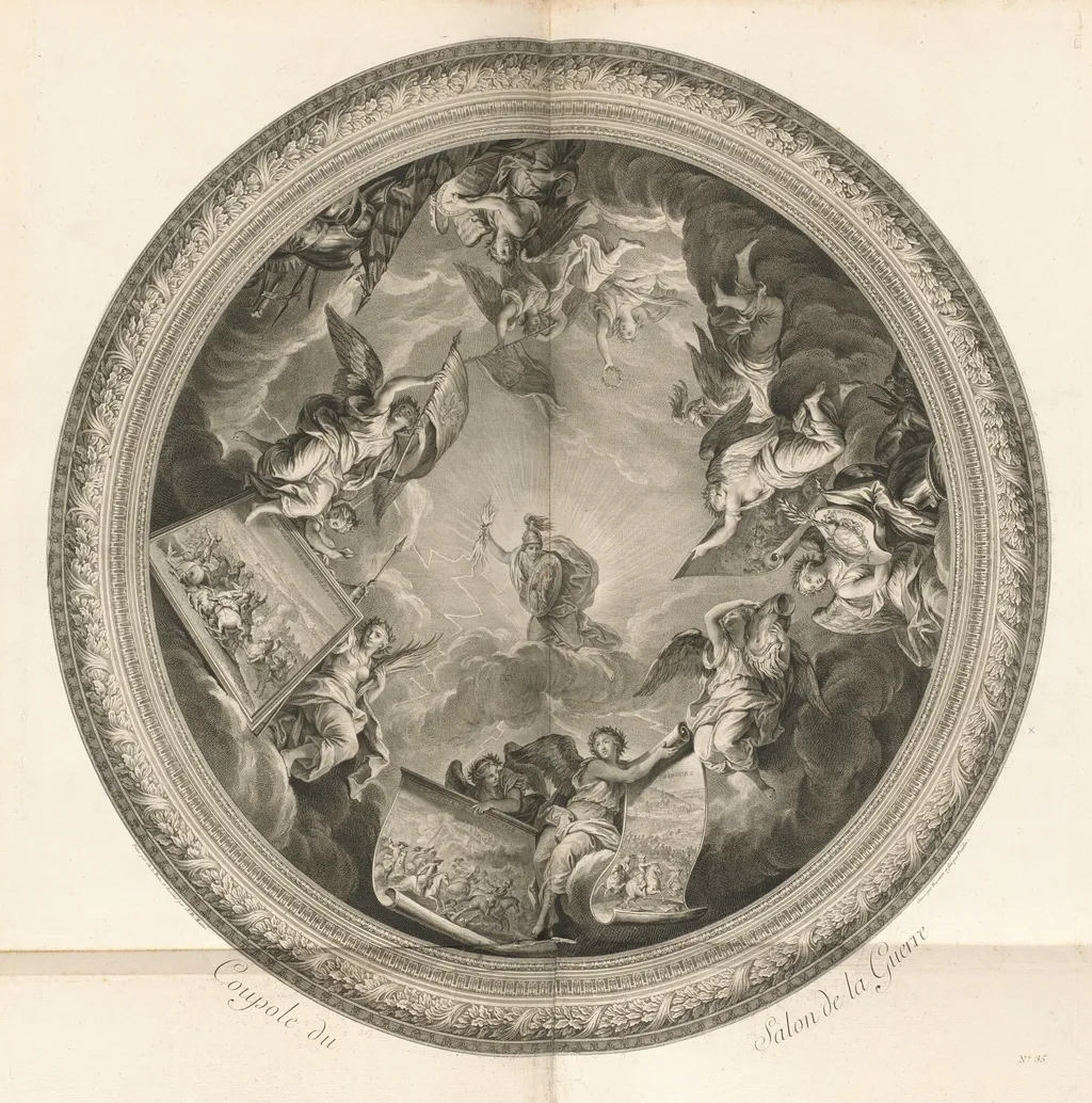 Coupole du Salon de la Guerre (Cupola of the Salon of War) [pl. 35], by Jean-Baptiste Massé, ink, 1752
