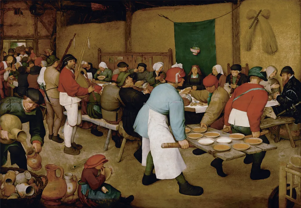 The Peasant Wedding, by Pieter Brueghel the Elder, oil, 1568