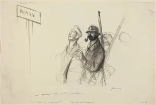 Sur le Rhin.  -maintenant c'est l'arriere., by Jean-Louis Forain, graphite, 1918