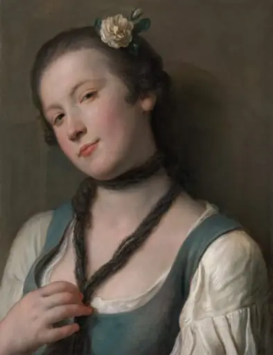 A Girl with a Flower in Her Hair, by Pietro Rotari, oil, 1761