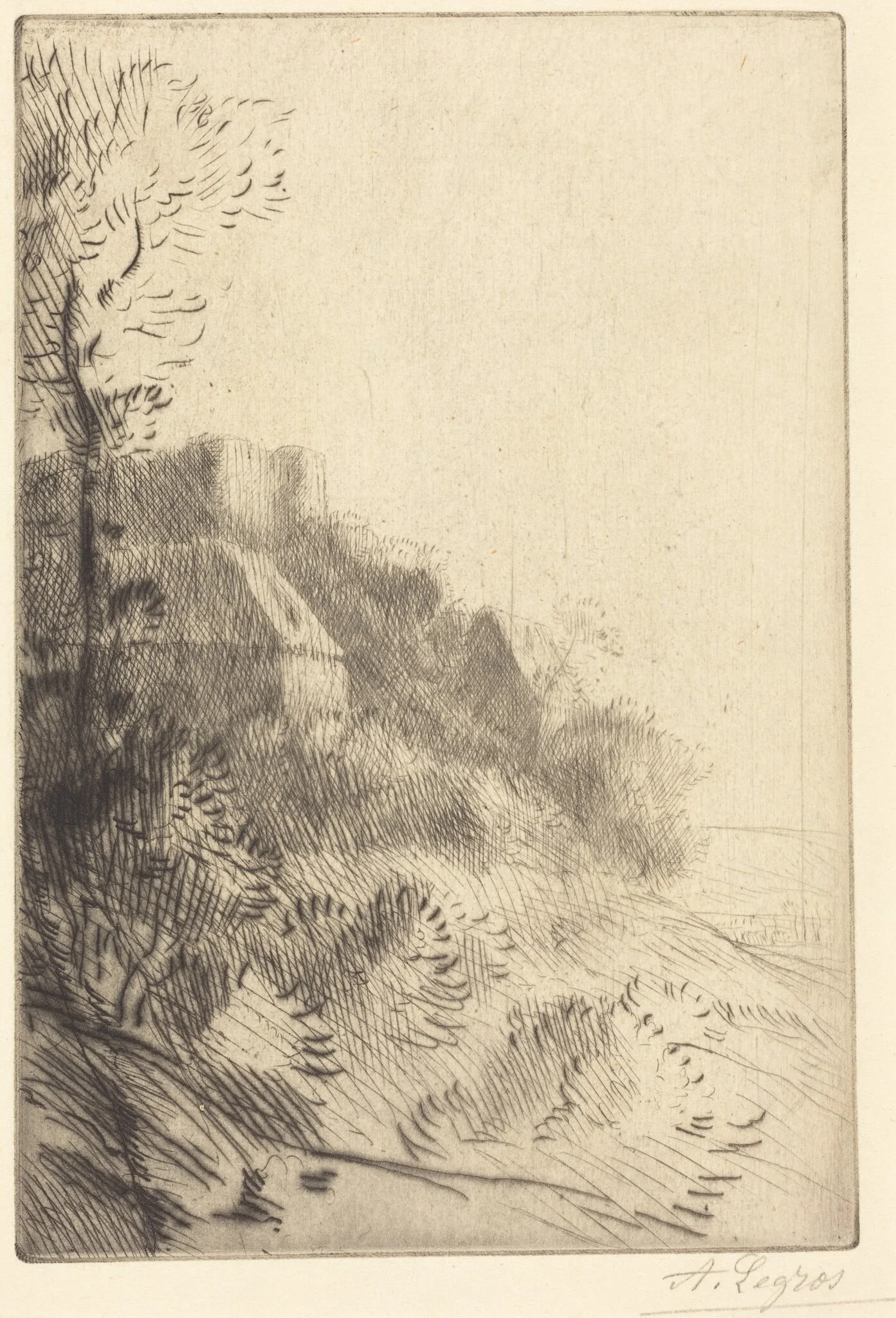 Farm on a Hillside in Sunlight (La ferme du coteau; Effet de soleil sur le coteau), detail