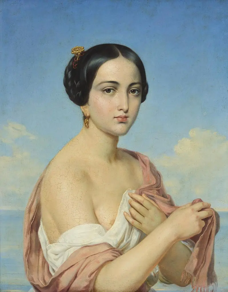 Italian Woman, by Alexey Vassilievich Tyranov, oil, 1850