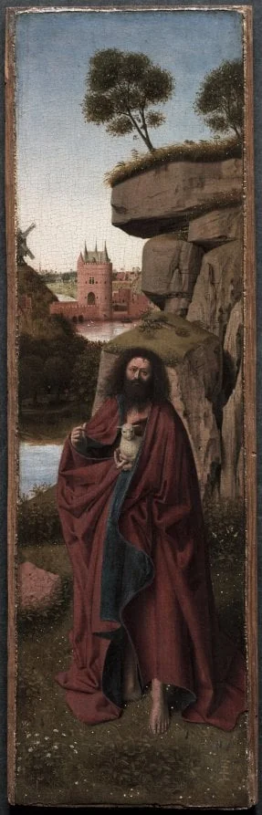 Saint John the Baptist in a Landscape, detail