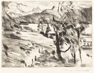 Walchensee landschaft (Walchensee Landscape), by Lovis Corinth, ink, 1919