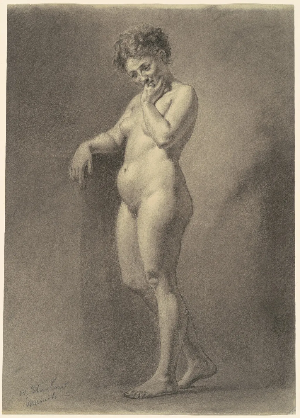 Female Nude, by Walter Shirlaw, charcoal, 1872