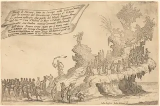 The Float of Mount Parnassus, by Jacques Callot, ink, 1616