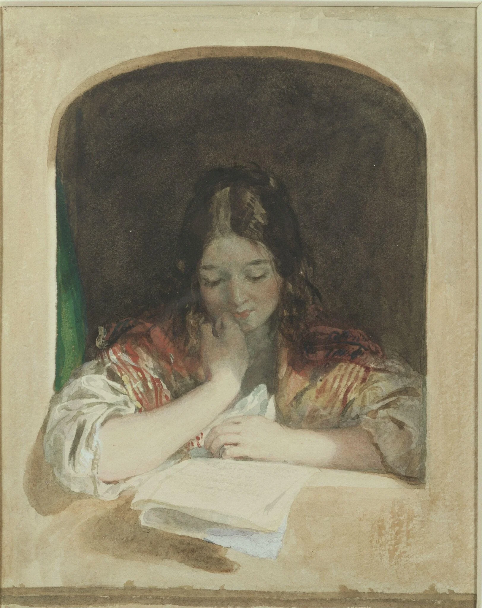 Girl reading at a window, detail