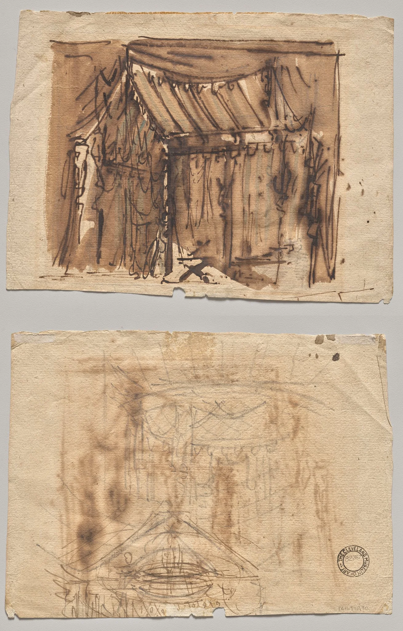 Tent (recto); Two Sketches (verso), detail