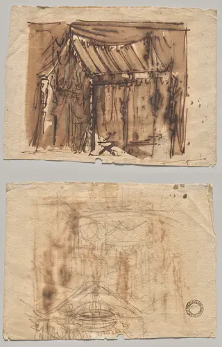 Tent (recto); Two Sketches (verso), by Josef Platzer, 1804