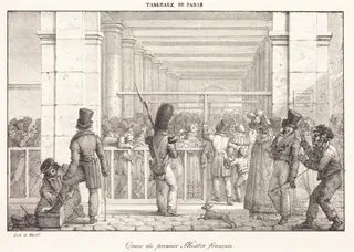 Queue du premier Theâtre français, by Jean Henri Marlet, ink, 1808