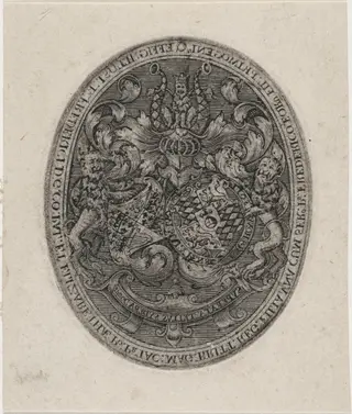 Shields of Frederick V, Elizabeth, and  Prince Frederick Henry, by Simon van de Passe, ink, 1621