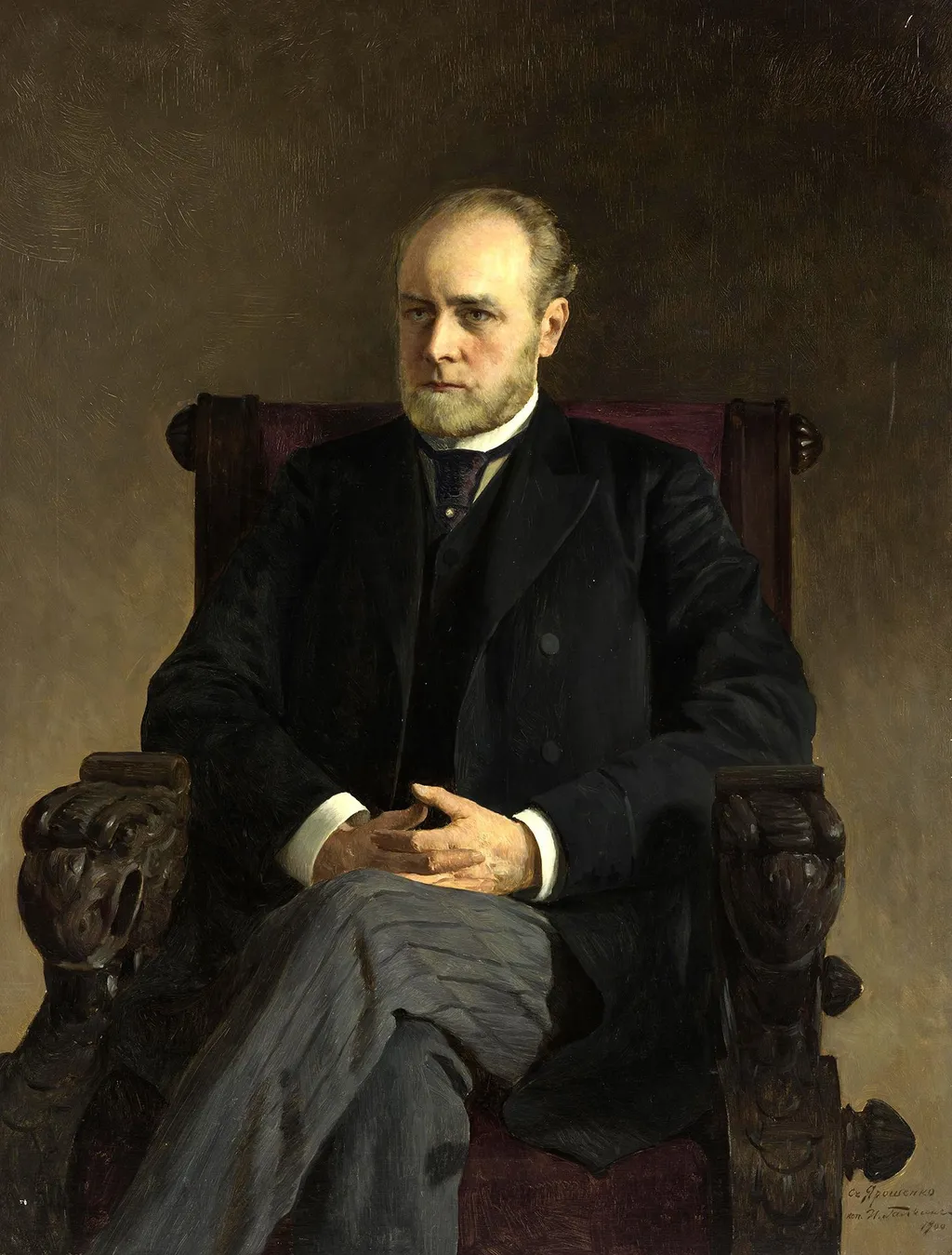 Portrait of I.F. Doss, by Ilya Savich Galkin, oil, 1900