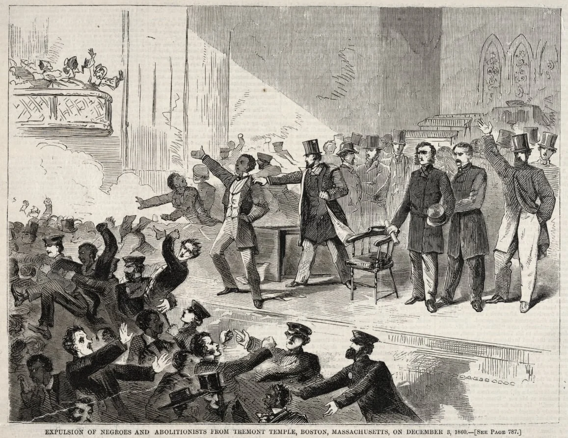 Expulsion of Negroes and Abolitionists from Tremont Temple, Boston, Massachusetts, on December 3, 1860, detail