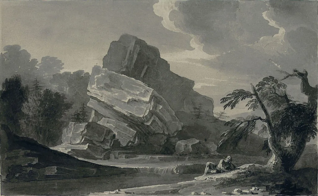 The great rocks, by John Martin, watercolor, 1850