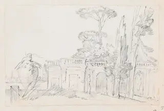 Gardens of an Italian Villa, by Joseph-Marie Vien, graphite, 1747