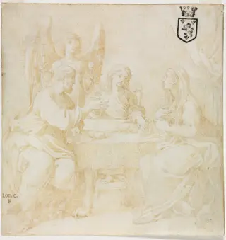 The Holy Family at Table Served by an Angel, by Ludovico Carracci, 1609