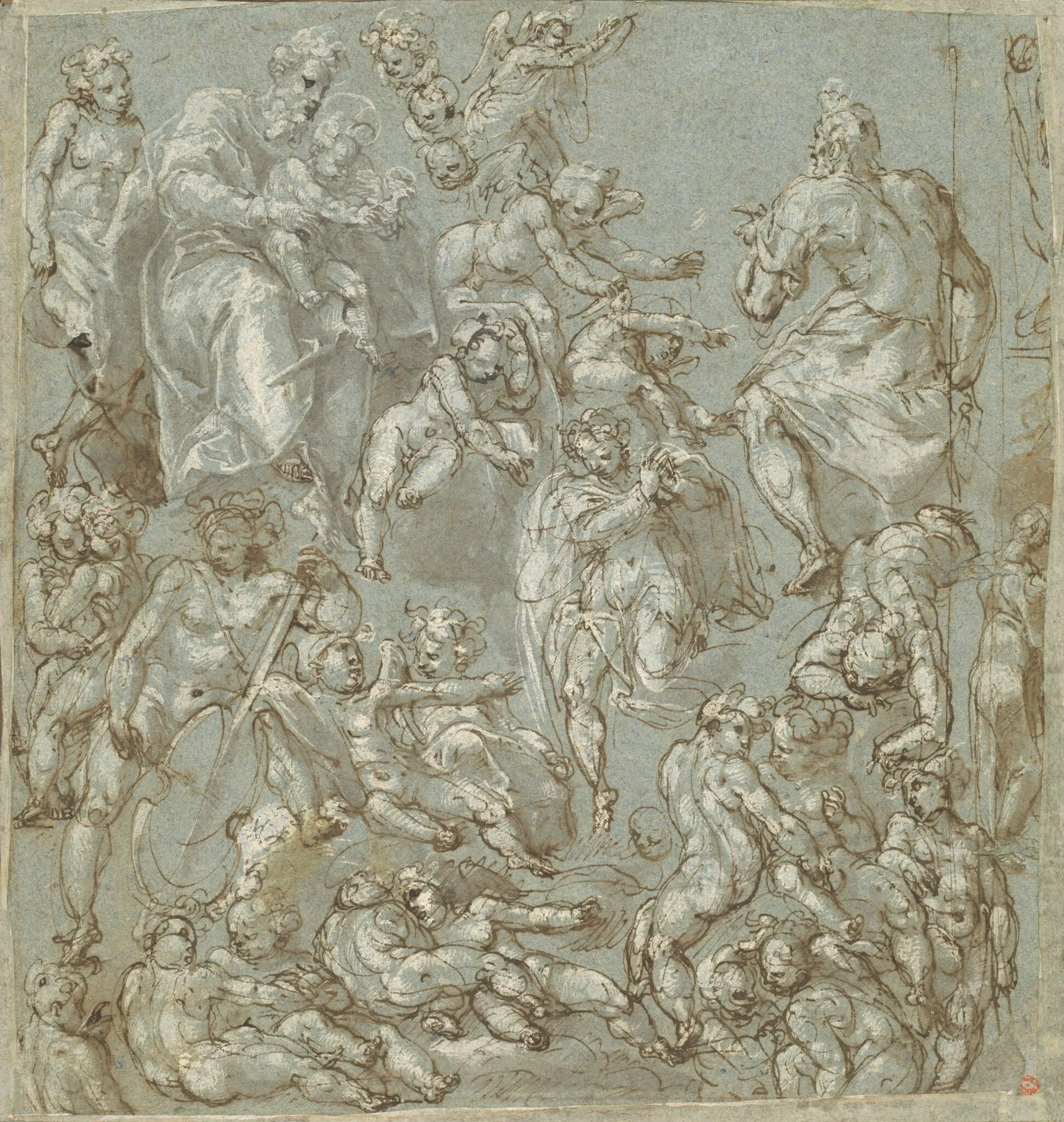 Saint Joseph and the Christ Child with Angels and Putti, detail
