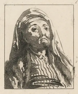 Head of a Man, Slightly Turned, by Jean-Baptiste Le Prince, ink, 1768