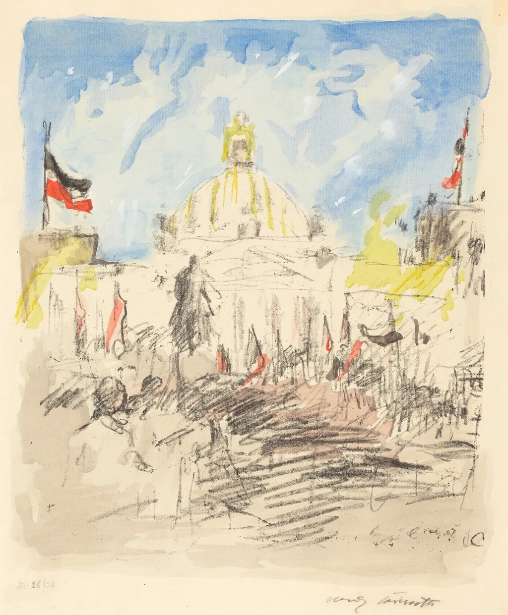 Bismarckfeier (Celebration for Bismarck), by Lovis Corinth, ink, 1915