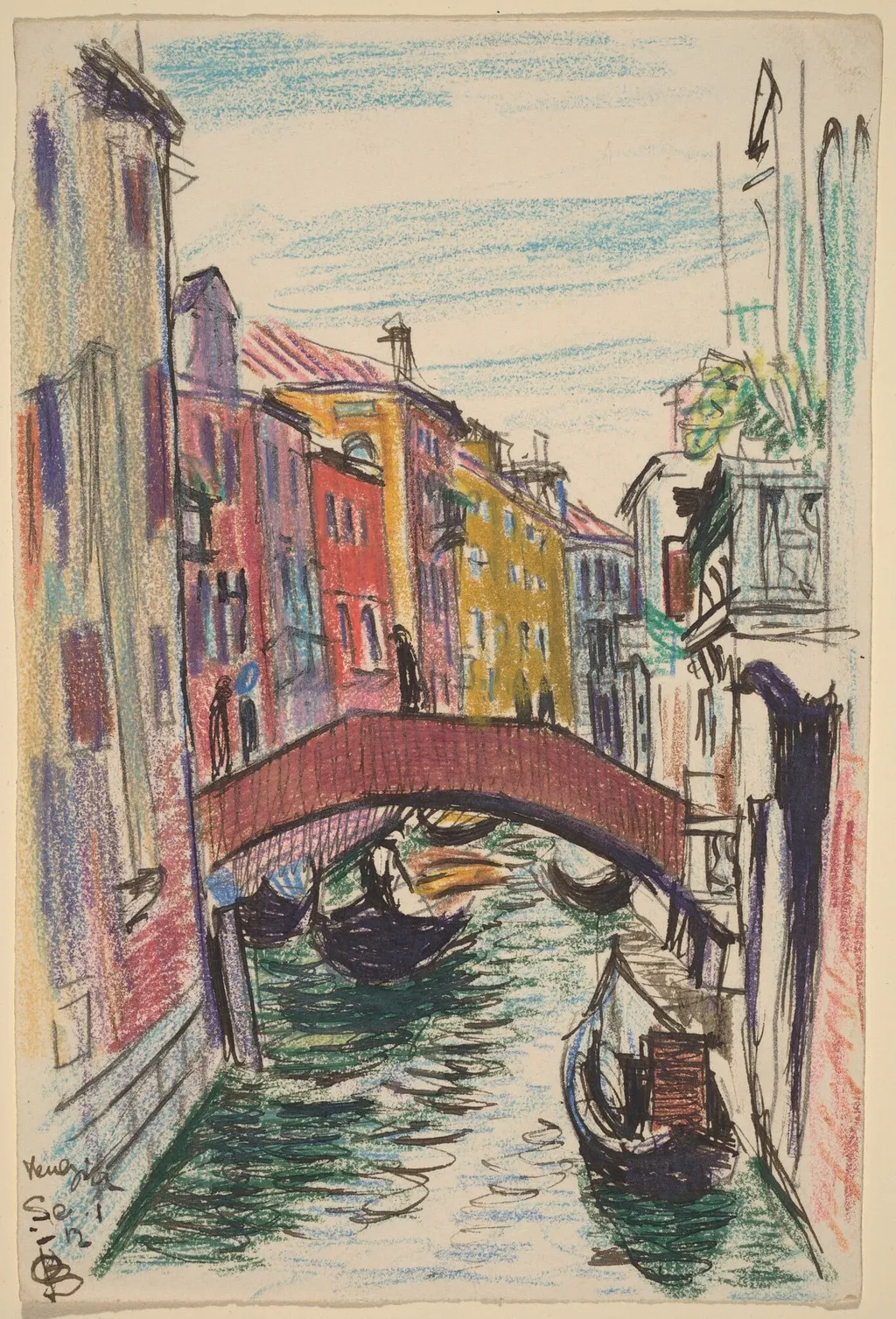 Canal, Venice, by Oscar F. Bluemner, ink, 1912