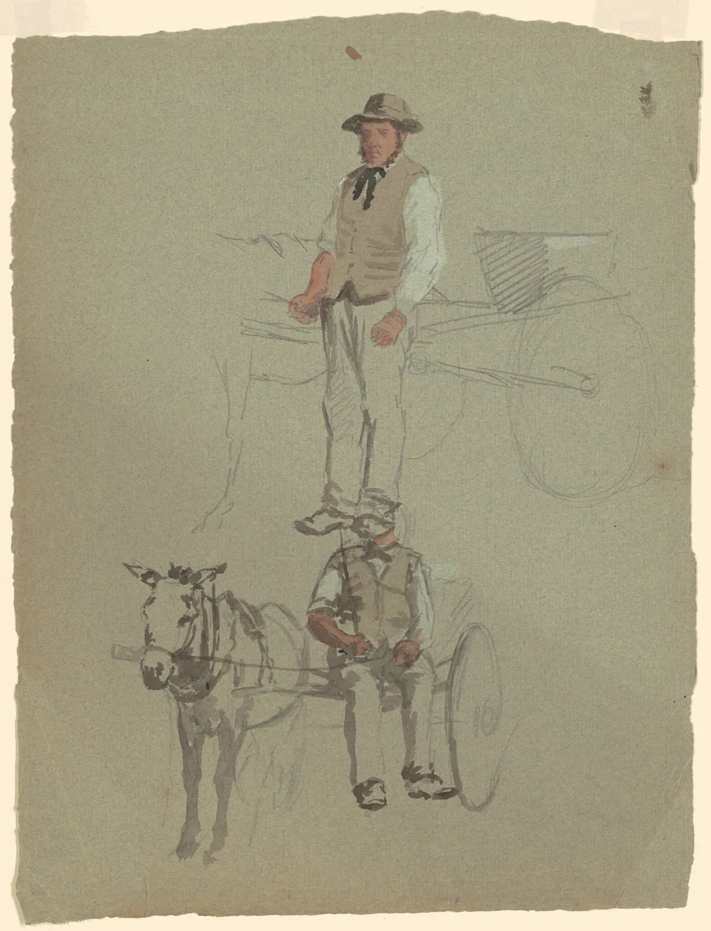 Studies of a Man and Horse Cart, by Perry, Enoch Wood, Jr., graphite, 1880