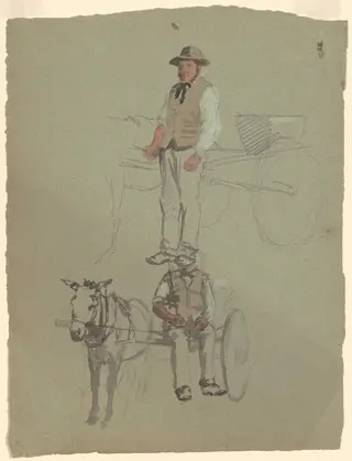 Studies of a Man and Horse Cart, by Perry, Enoch Wood, Jr., graphite, 1880