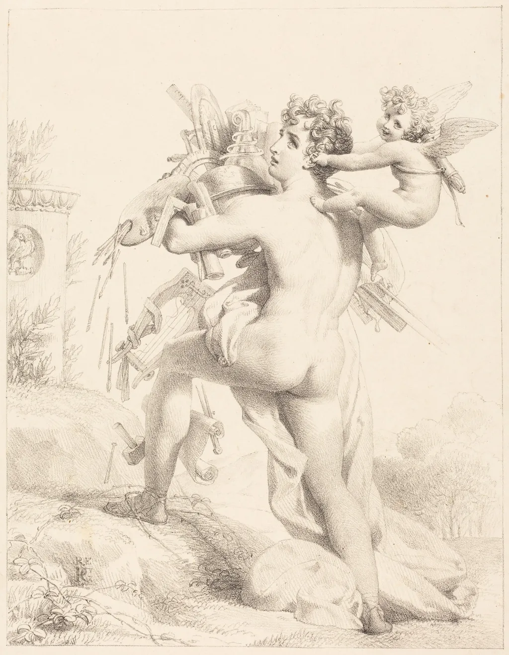 Grasp All, Lose All (Qui trop embrasse, mal etrient), by Pierre-Narcisse Baron Guerin, ink, 1816