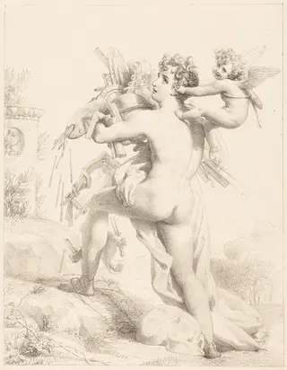 Grasp All, Lose All (Qui trop embrasse, mal etrient), by Pierre-Narcisse Baron Guerin, ink, 1816