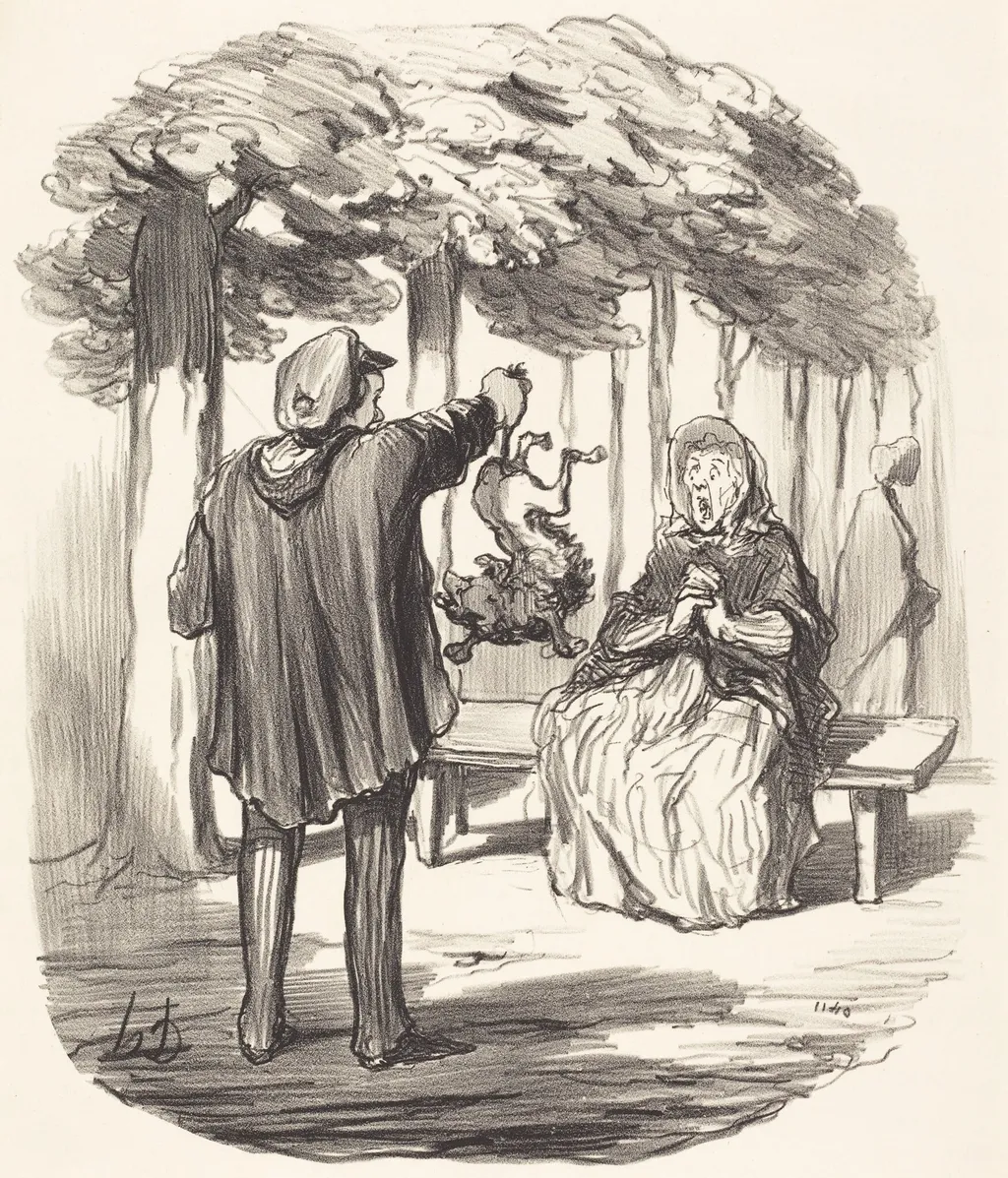 C'est t'y a vous c'hien la?, by Honoré Daumier, ink, 1847