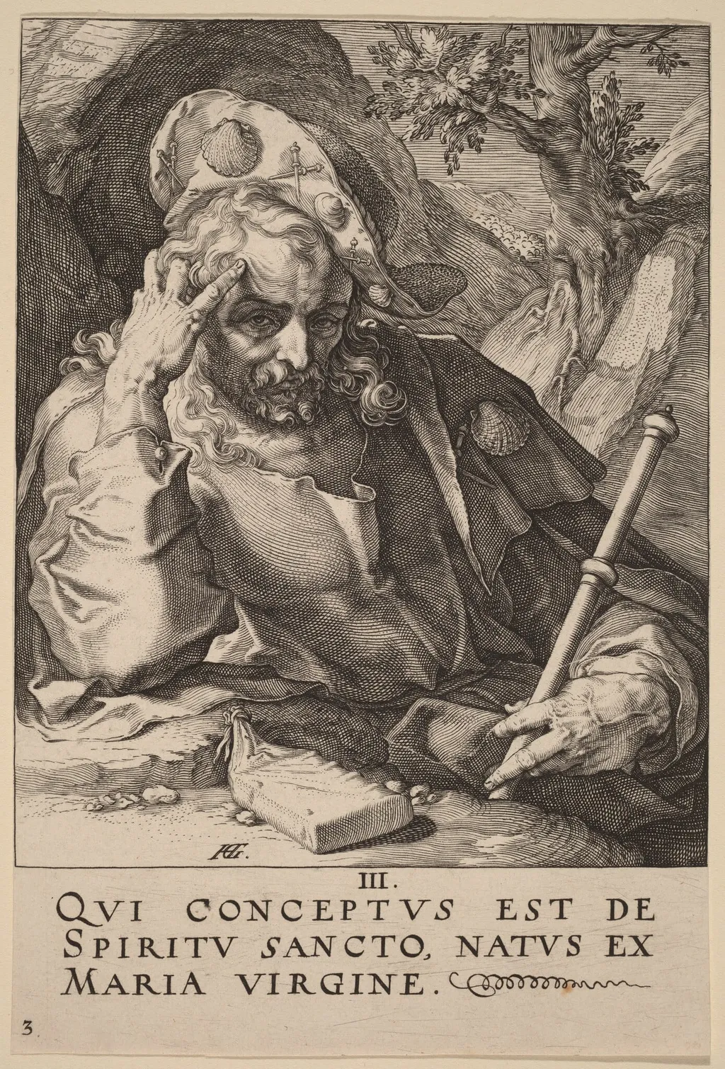Saint James Major, by Hendrick Goltzius, ink, 1589