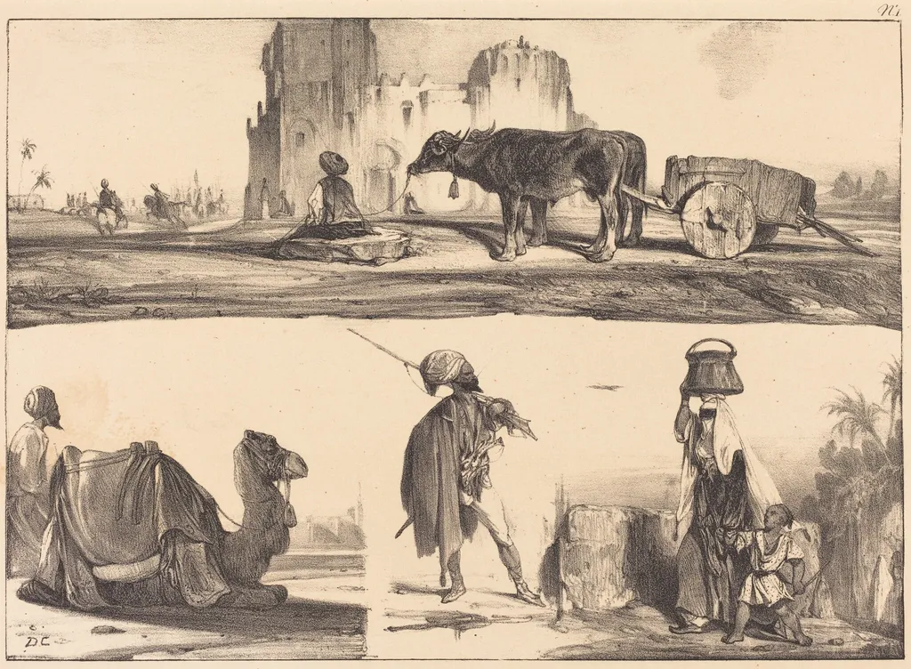 Oriental Vignettes, by Alexandre Gabriel Decamps, ink, 1829
