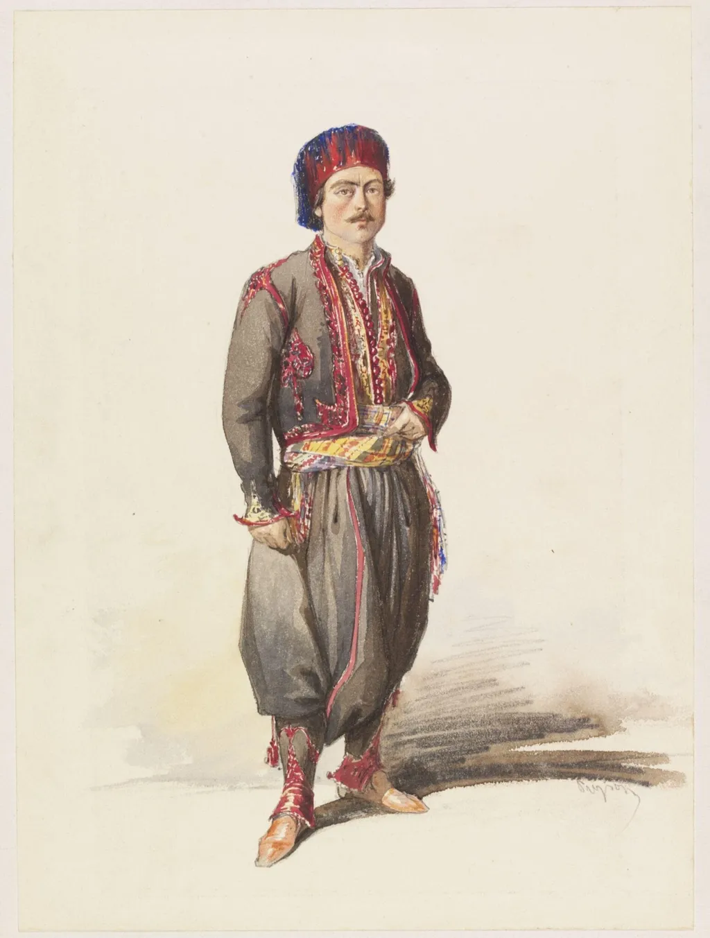 A Tatar, or Government Courier, by Aloysius Rosarius Amadeus Raymondus Andreas Preziosi, watercolor, 1850
