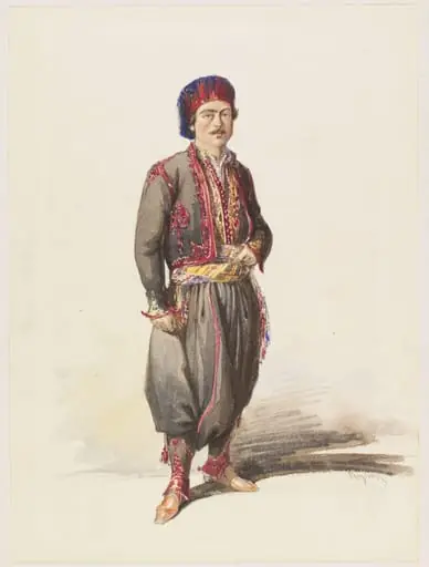 A Tatar, or Government Courier, by Aloysius Rosarius Amadeus Raymondus Andreas Preziosi, watercolor, 1850