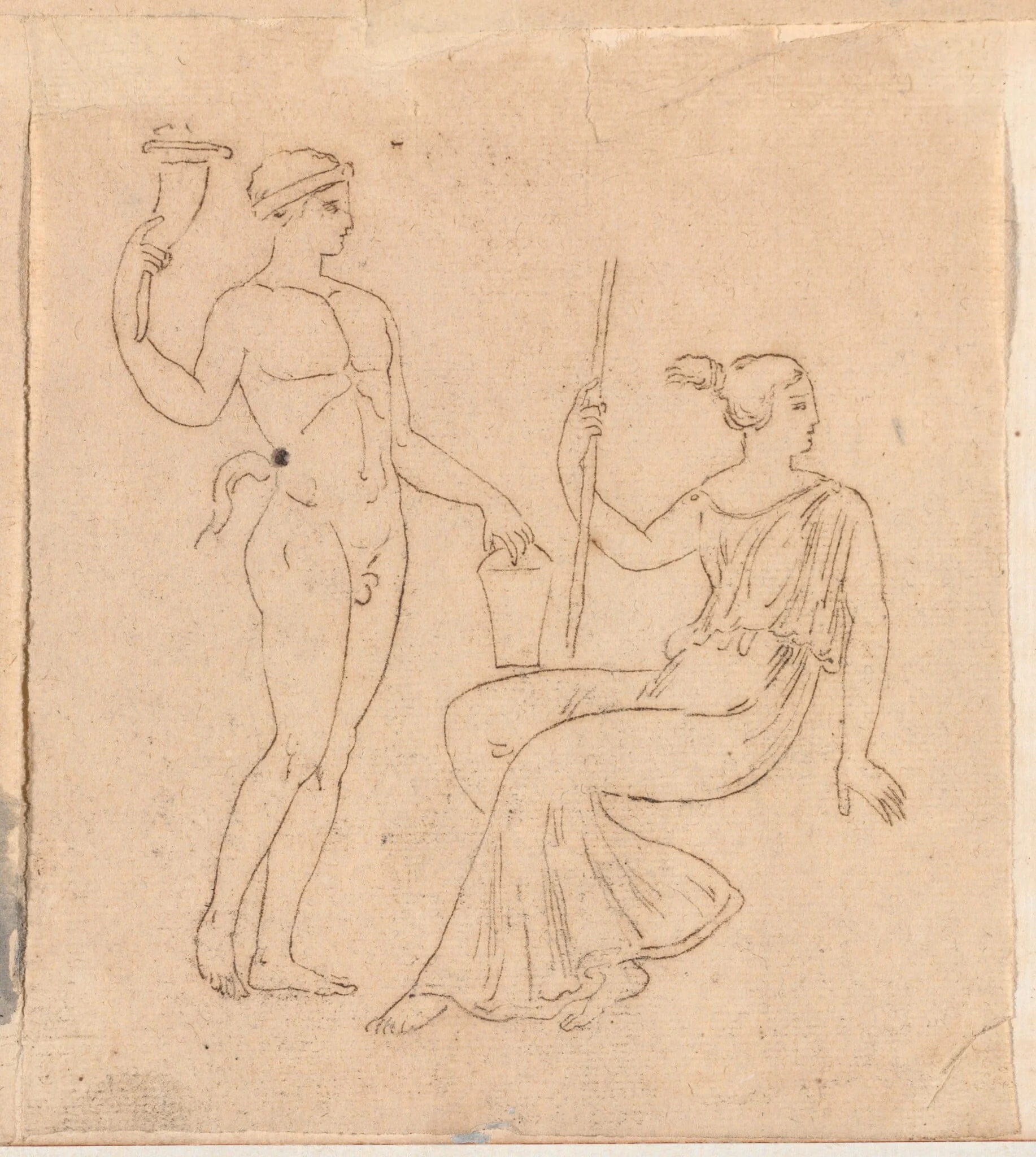 Man with a Cornucopia and Seated Woman, detail