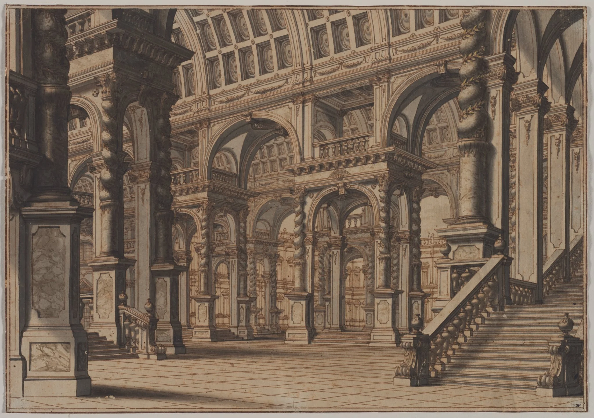 Monumental Vaulted Hall with Staircase, detail