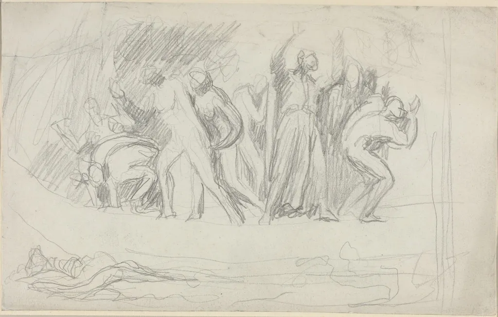 Study for "The Deluge", by George Romney, graphite, 1794