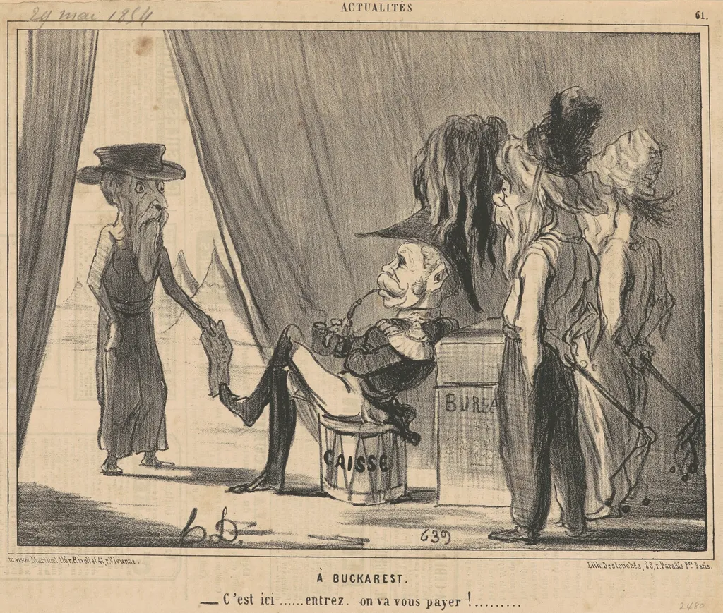 A Bucharest, by Honoré Daumier, ink, 1854
