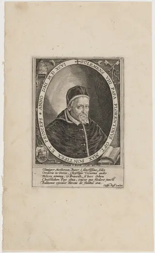 Pope Clement VIII, by Crispijn van de Passe I, ink, 1592