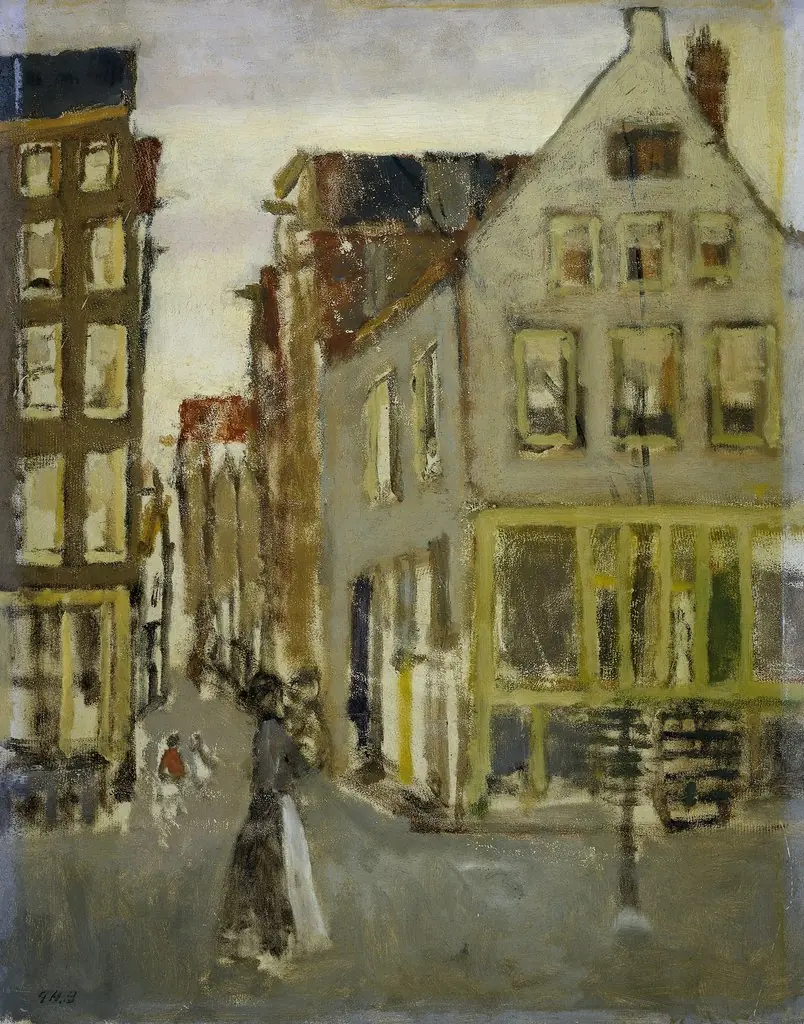 neighborhood in Jordaan (Lauriergracht & 2e Laurierdwarsstraat), by George Hendrik Breitner, oil, 1901