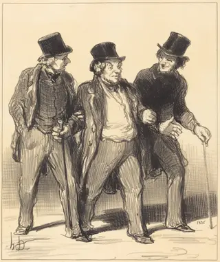 Il me semble que j'aperçois...  un... chien... pas muselé!..., by Honoré Daumier, ink, 1852