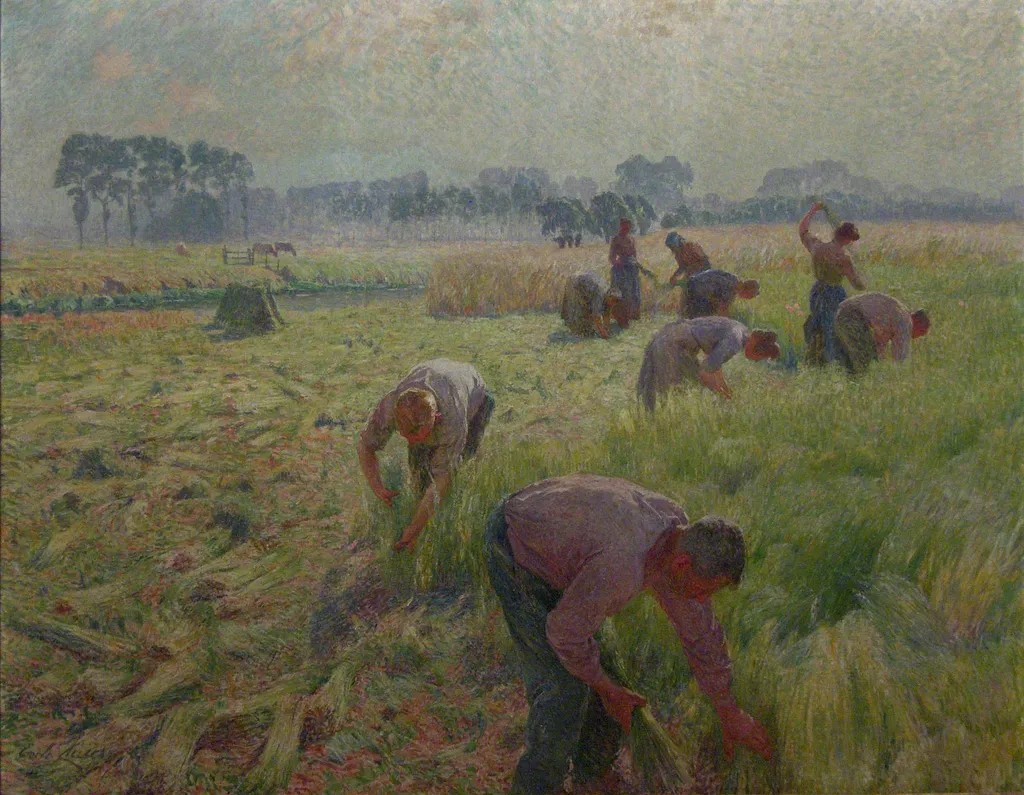 Flax harvesting, by Emile Claus, oil, 1904