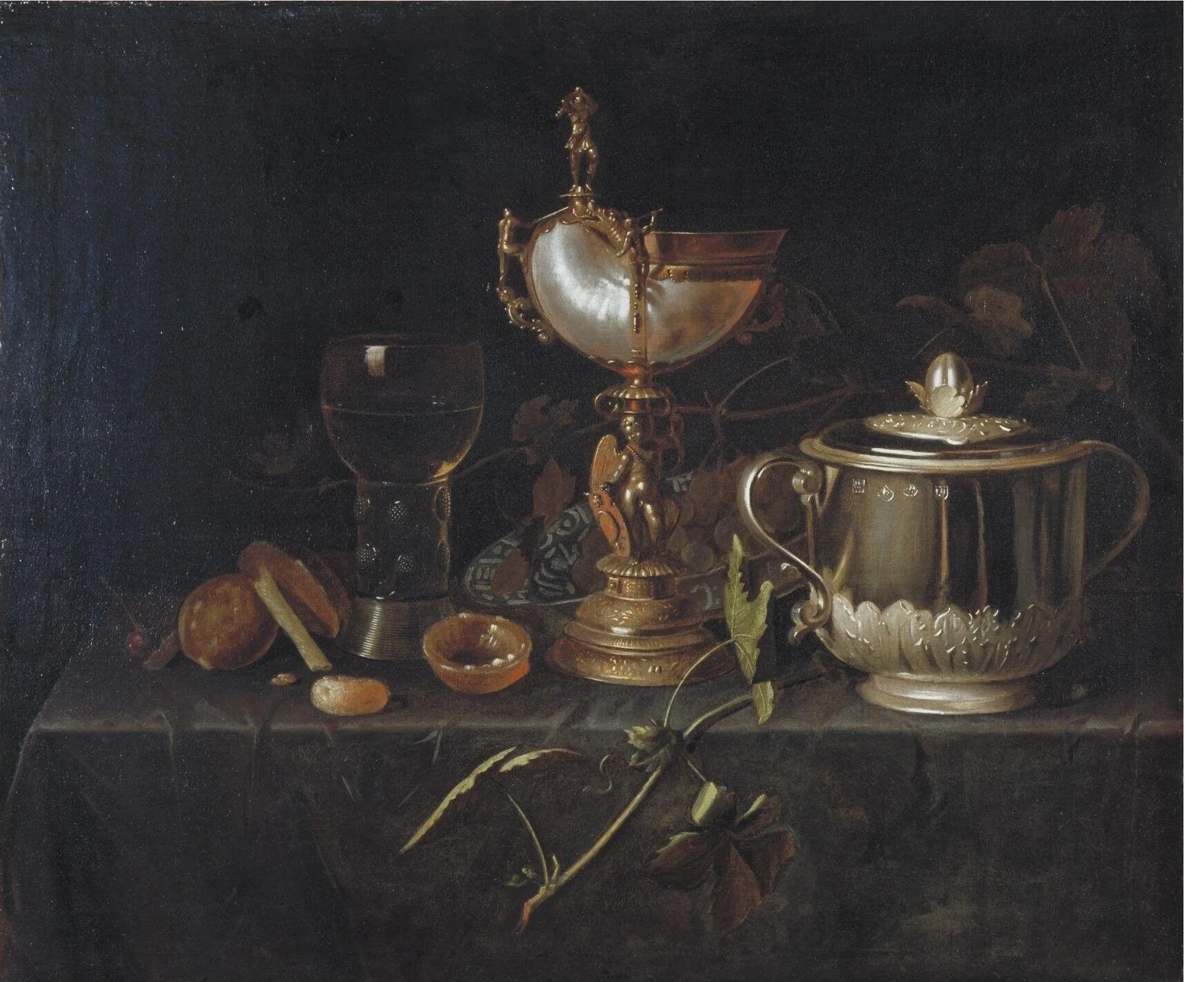 Porringer and Nautilus Cup, detail